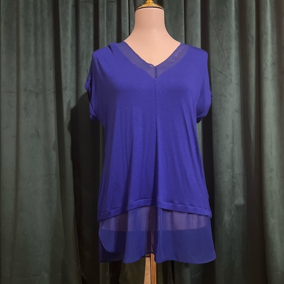 Pleione Royal Blue Layered V-Neck Tunic - Picture 1 of 6